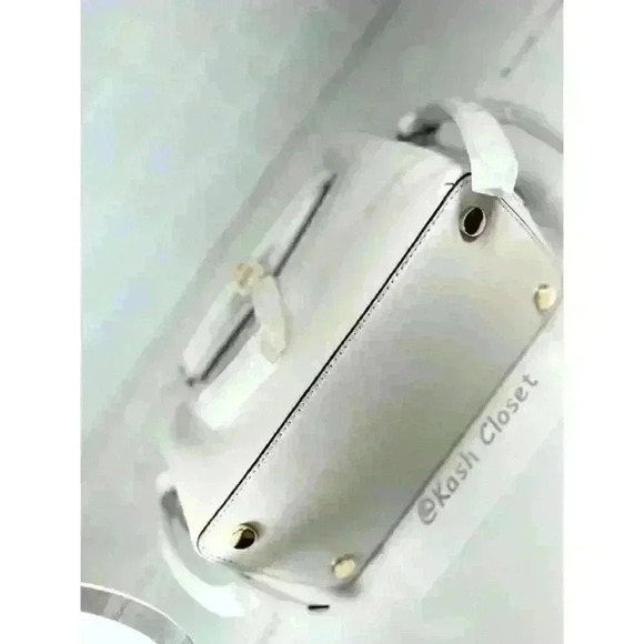 Michael Kors Satchel Hamilton Legacy SM Studded Leather Belted Purse Optic White - Picture 12 of 12